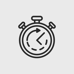 Timer simple outline icon. Fast service, Time Management, Deadline concept. Stopwatch icon in motion isolated on white background. Vector illustration