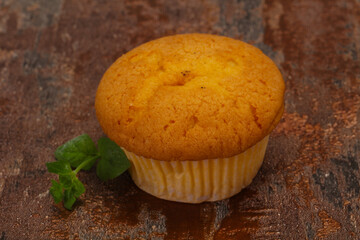 Sweet tasty muffin served mint