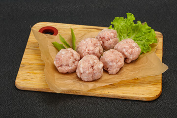 Homemade raw pork minced meatball for cooking