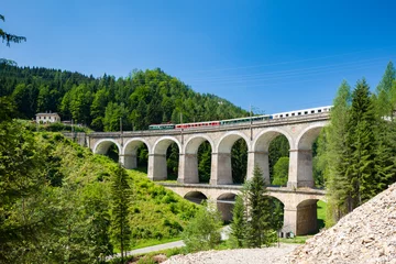 Fotobehang rail viaduct, Semmering Bahn, unesco world heritage, Lower Austria © Richard Semik