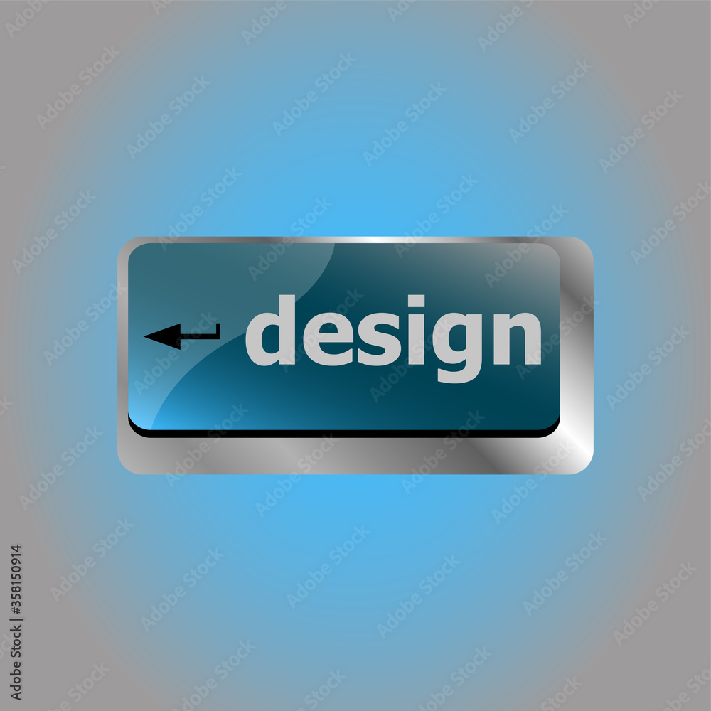 Poster design word on computer keyboard keys button