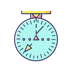 Aeronautical navigational radar RGB color icon. Modern navigation technology for aircrafts.. Radio frequency scanner with indicators isolated vector illustration