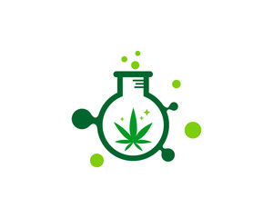 bottle laboratory with cannabis inside