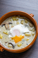 dill soup with poached egg