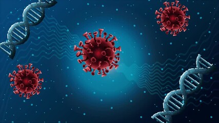 covid19 pandemic particles pattern with dna molecules animated - Powered by Adobe