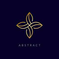 logo flower abstract design for Beauty Spa salon company, creative golden tree leaf modern vector icon monogram.