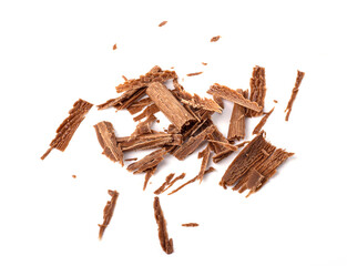 dark milk chocolate chips isolated on a white background