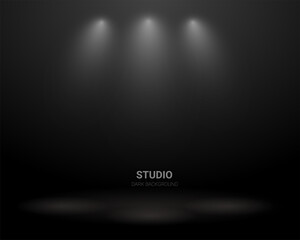Dark room with studio light background vector.	

