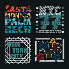 set t-shirt new york city, Sport wear, set sport typography emblem