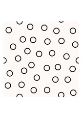 Randomly scattered black circles on white background, vector pattern
