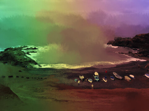 Black sand beach