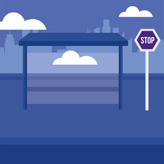 Bus stop in the city vector design