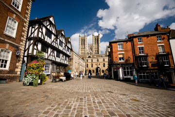 A view of the Cathedral from Castle Square, Lincoln, Lincolnshire, UK -August 2009