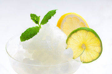 lemon and lime sorbet sorbet with mint - obrazy, fototapety, plakaty