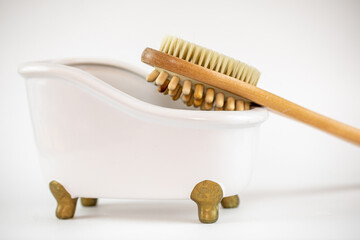 wooden soft body brush isolated on white background