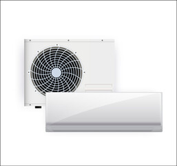 Air conditioner isolated on white photo-realistic vector