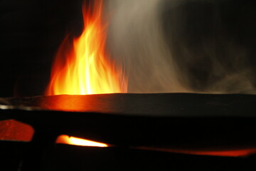 fire in the fireplace