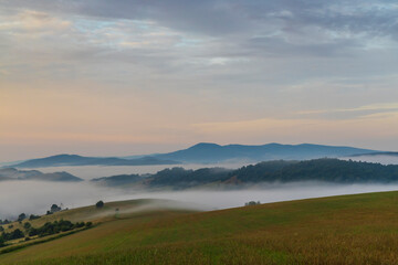 Morning fog under Vihorlat, Slovakia