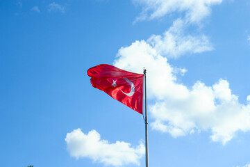 turkish flag on the sky background