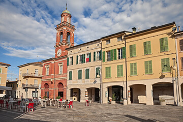 Russi, Ravenna, Emilia-Romagna, Italy: view of the Dante square in the old town of the ancient Italian city