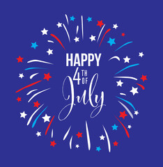 Happy Fourth of July Illustration on a Blue Background
