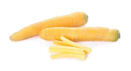 Fresh raw yellow carrots isolated on white