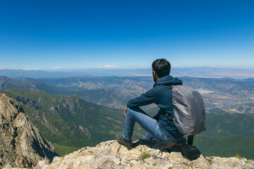 traveling man in the mountain