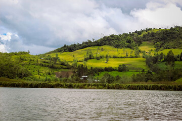 Landscape of rural areas and a lake