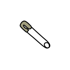 sewing safety pin doodle icon, vector illustration