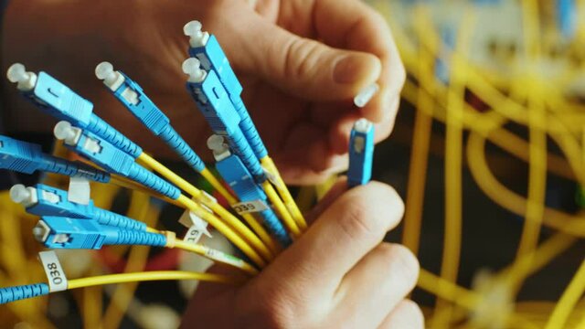 Networking service. network engineer administrator checking server hardware equipment of data center