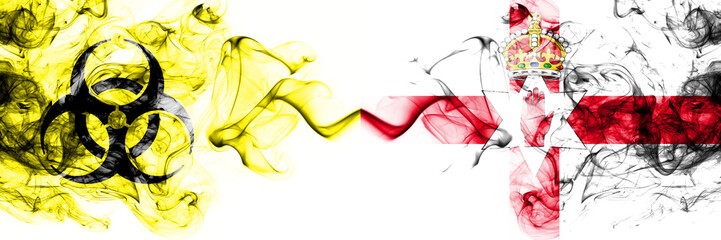Northern Ireland Quarantine. Coronavirus COVID-19 lockdown. Smoky mystic flag of Northern Ireland...