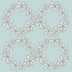 Floral gentle vector pattern with white flowers isoleted on grey background. Can be used for wallpaper, textile, fabric, bed linen,wrapping paper.