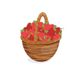 Fototapeta na wymiar Vector illustration of strawberries in a basket.