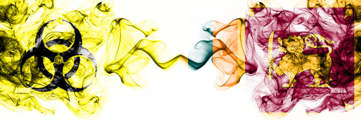 Sri Lanka, Sri Lankan Quarantine. Coronavirus COVID-19 lockdown. Smoky mystic flag of Sri Lanka,...