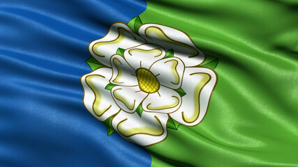 Flag of East Riding of Yorkshire waving in the wind. 3D illustration.