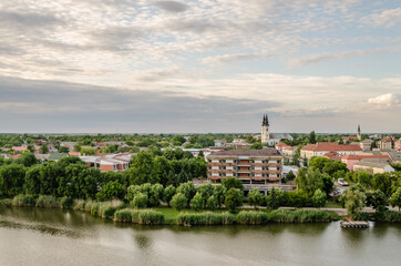 Fototapeta na wymiar Novi Sad, Serbia - May 31. 2020: Panorama of the Vojvodina town of Srbobran 