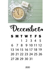 Design of December 2020 calendar
