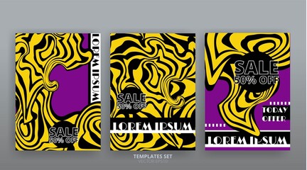 Abstract marable texture advertising placard design template. Trendy geometric lines poster and fluid cover design.