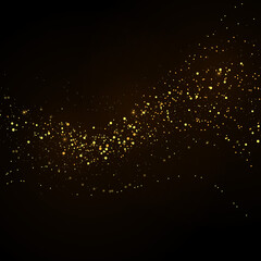Gold glitter powder splash vector background. Golden scattered dust.