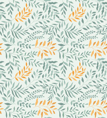 b080Vector hand drawn leaves seamless pattern. Abstract trendy floral background. Repeatable texture.