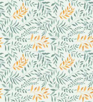 b080Vector hand drawn leaves seamless pattern. Abstract trendy floral background. Repeatable texture.