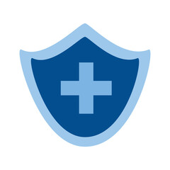 Isolated medical cross inside shield vector design