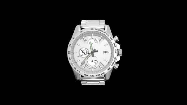 3D model mechanical wrist watch shape animation | Time running clock motion design on transparent background