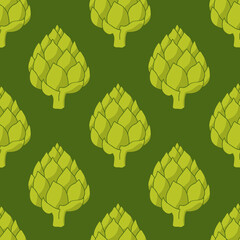 Fototapeta premium artichoke seamless doodle pattern, vector hand draw illustration