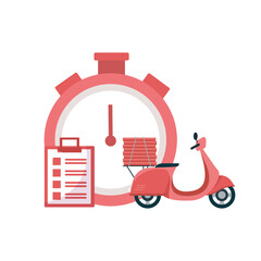 Obraz premium Delivery motorcycle chronometer and document vector design