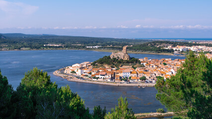 Naklejka na ściany i meble The medieval village of Gruissan at the edge of the Mediterranean in France in the Aude