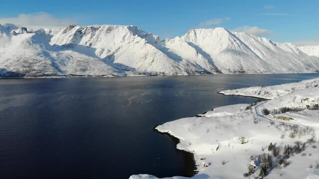 Fjord and mountains, Varangerhalvoya, Soroya, Norway