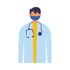 Fototapeta premium male doctor with uniform and mask vector design