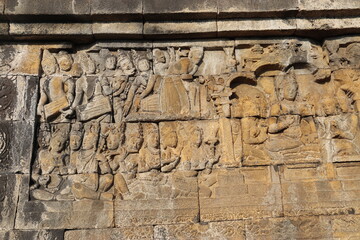 Fresque du temple de Borobudur, Indonésie