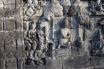 Fresque du temple de Borobudur, Indonésie